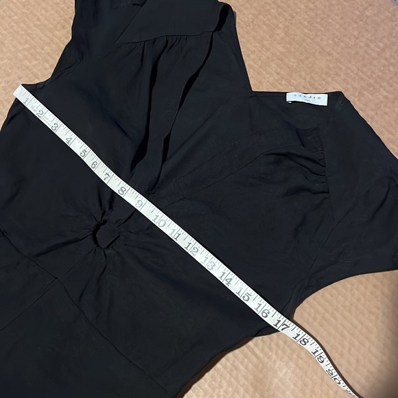 Sandro Paris Ronald CutOut Gathered Twill Linen Blend Mini Dress In Black, 38/M - Picture 9 of 15